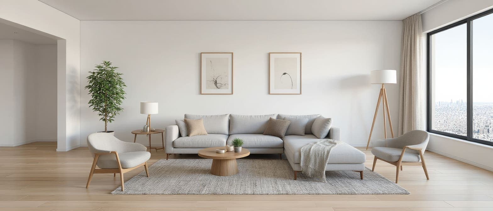 A living room reimagined from a phone photo